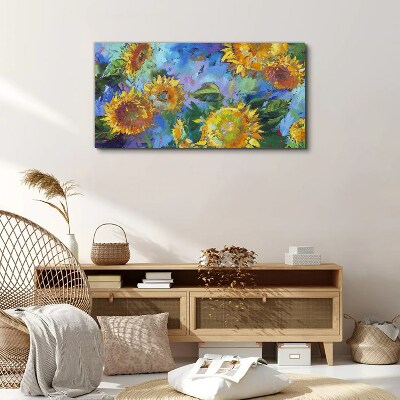 Tableau imprimé sur toile Tournesols dans une composition colorée