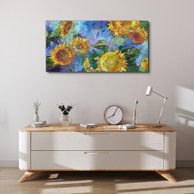 Tableau imprimé sur toile Tournesols dans une composition colorée