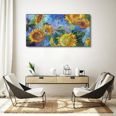 Tableau imprimé sur toile Tournesols dans une composition colorée