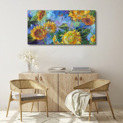Tableau imprimé sur toile Tournesols dans une composition colorée