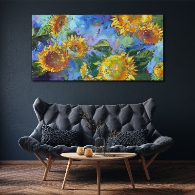Tableau imprimé sur toile Tournesols dans une composition colorée