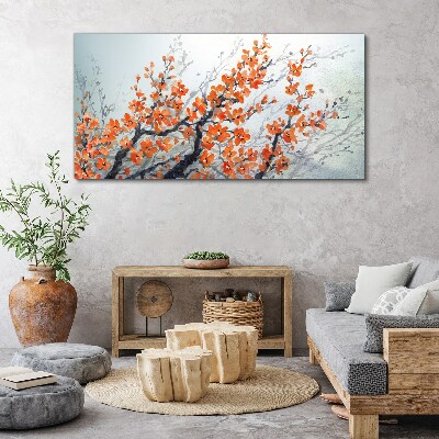 Tableau sur toile Une explosion florale dans les tons orange