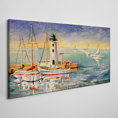Tableau imprimé sur toile Paysage marin avec un phare