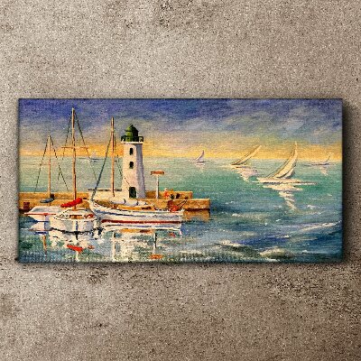 Tableau imprimé sur toile Paysage marin avec un phare