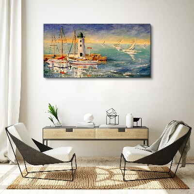 Tableau imprimé sur toile Paysage marin avec un phare