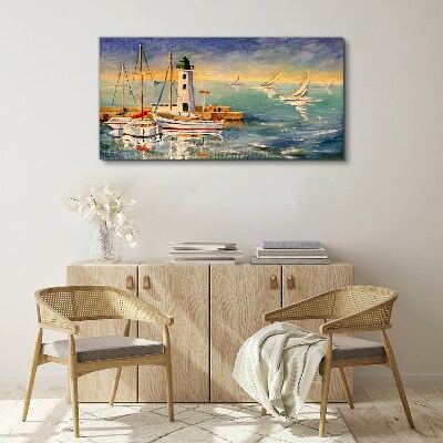 Tableau imprimé sur toile Paysage marin avec un phare