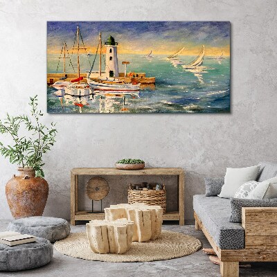 Tableau imprimé sur toile Paysage marin avec un phare