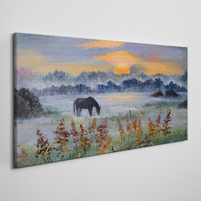 Tableau toile imprimée Une matinée tranquille au bord du lac
