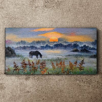 Tableau toile imprimée Une matinée tranquille au bord du lac