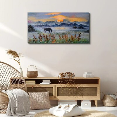 Tableau toile imprimée Une matinée tranquille au bord du lac