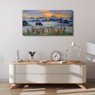 Tableau toile imprimée Une matinée tranquille au bord du lac