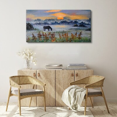 Tableau toile imprimée Une matinée tranquille au bord du lac