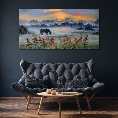 Tableau toile imprimée Une matinée tranquille au bord du lac