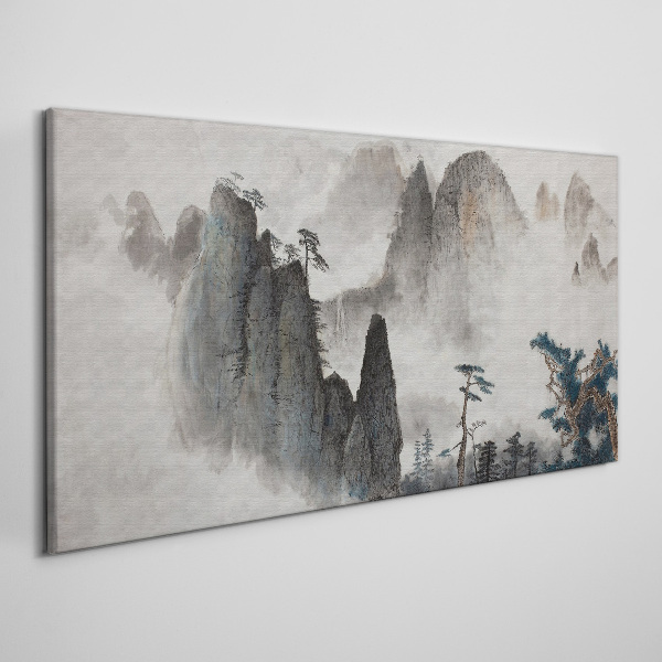 Tableau sur toile Paysage de montagne dans un paysage brumeux