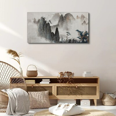 Tableau sur toile Paysage de montagne dans un paysage brumeux