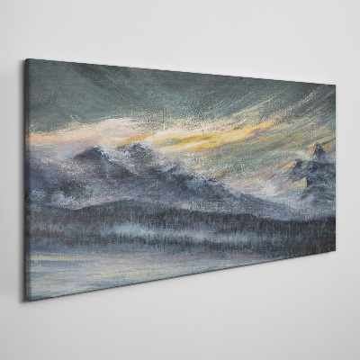 Tableau imprimé sur toile Paysage de montagne au crépuscule