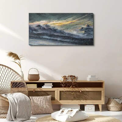 Tableau imprimé sur toile Paysage de montagne au crépuscule