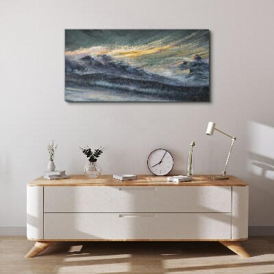 Tableau imprimé sur toile Paysage de montagne au crépuscule