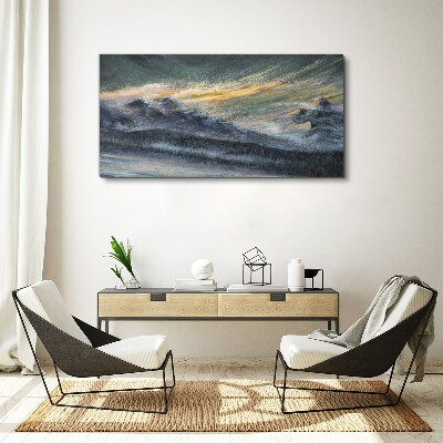 Tableau imprimé sur toile Paysage de montagne au crépuscule