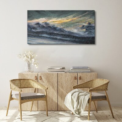 Tableau imprimé sur toile Paysage de montagne au crépuscule