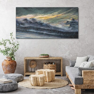 Tableau imprimé sur toile Paysage de montagne au crépuscule