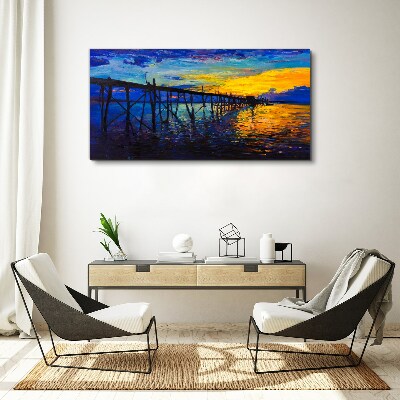Tableau imprimé sur toile Coucher de soleil sur la jetée