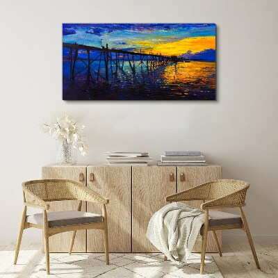 Tableau imprimé sur toile Coucher de soleil sur la jetée