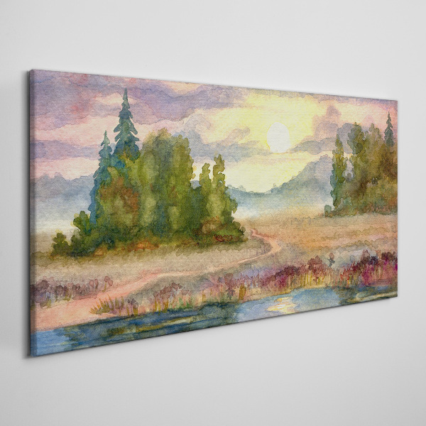 Tableau sur toile Une matinée tranquille au bord du lac