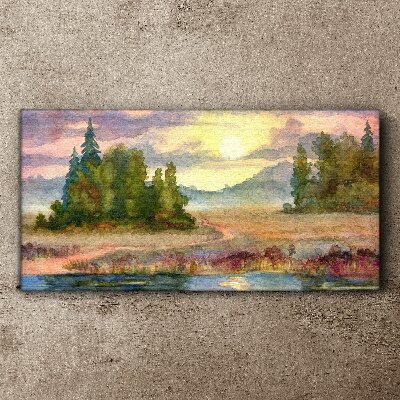 Tableau sur toile Une matinée tranquille au bord du lac