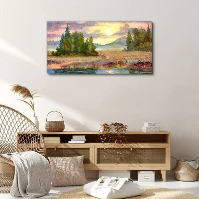 Tableau sur toile Une matinée tranquille au bord du lac