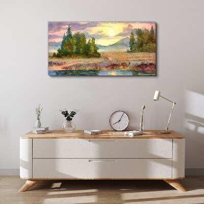 Tableau sur toile Une matinée tranquille au bord du lac