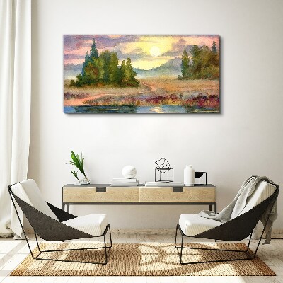 Tableau sur toile Une matinée tranquille au bord du lac