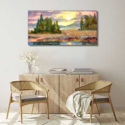 Tableau sur toile Une matinée tranquille au bord du lac