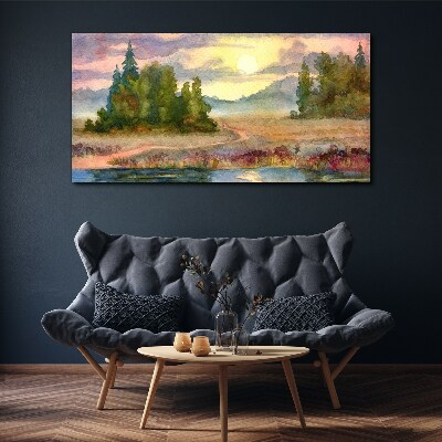 Tableau sur toile Une matinée tranquille au bord du lac