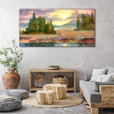 Tableau sur toile Une matinée tranquille au bord du lac