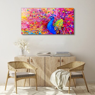 Tableau sur toile Un paon coloré dans la lueur printanière