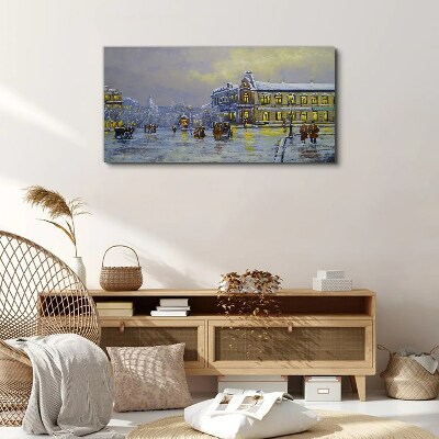 Tableau sur toile Une soirée d'hiver en ville