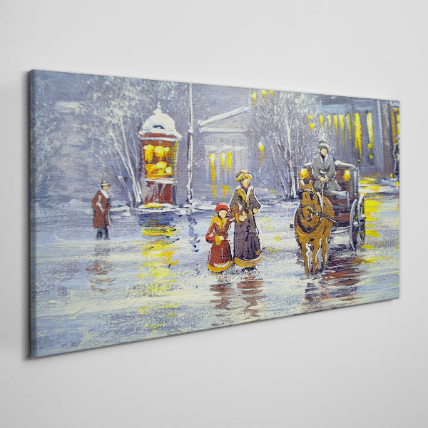 Tableau toile imprimée Une soirée d'hiver en ville