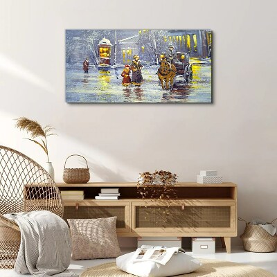 Tableau toile imprimée Une soirée d'hiver en ville