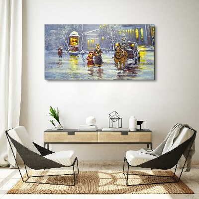 Tableau toile imprimée Une soirée d'hiver en ville