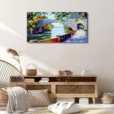 Tableau toile imprimée Pont dans le parc ensoleillé