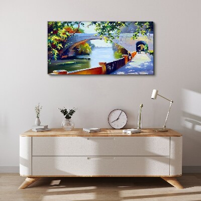 Tableau toile imprimée Pont dans le parc ensoleillé