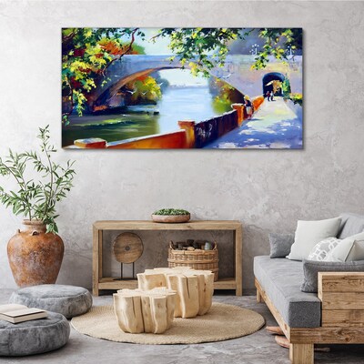 Tableau toile imprimée Pont dans le parc ensoleillé