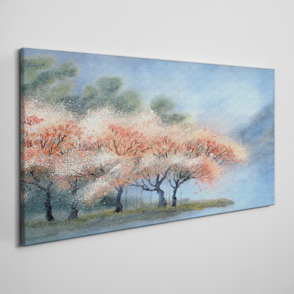 Tableau toile imprimée Arbres de printemps aux couleurs pastel