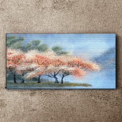Tableau toile imprimée Arbres de printemps aux couleurs pastel