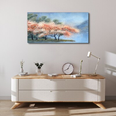 Tableau toile imprimée Arbres de printemps aux couleurs pastel
