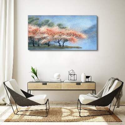 Tableau toile imprimée Arbres de printemps aux couleurs pastel