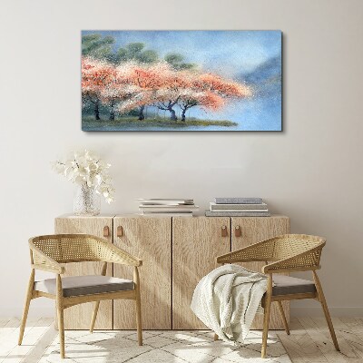 Tableau toile imprimée Arbres de printemps aux couleurs pastel