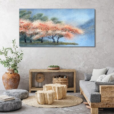 Tableau toile imprimée Arbres de printemps aux couleurs pastel