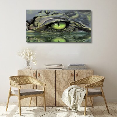 Tableau sur toile Œil de grenouille dans le reflet de l'eau